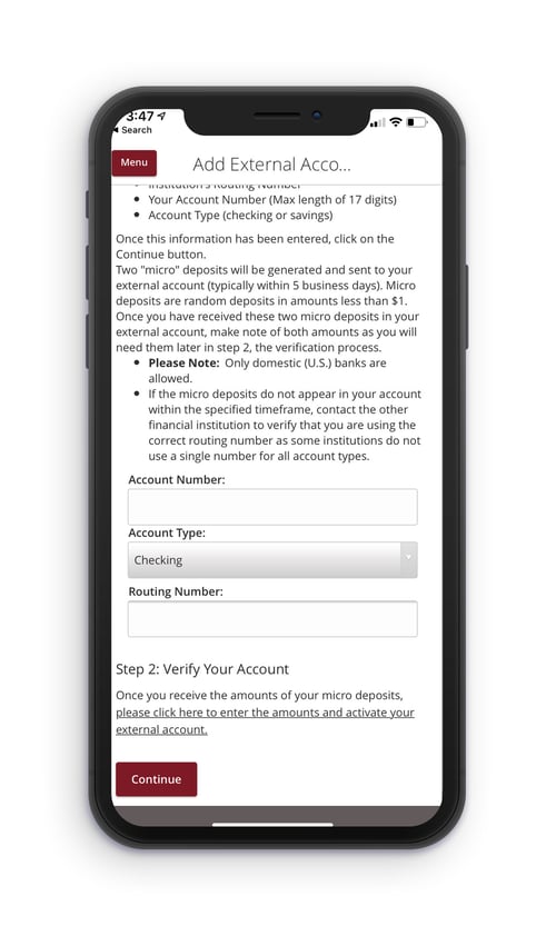 How To Setup External Transfers in Online Banking